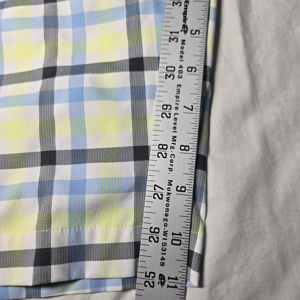 Nike Golf Dri-FIT‎ Plaid Shorts Mens 36 Blue Lime Green White Black Checkered